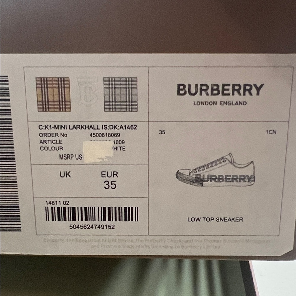Burberry White Canvas Sneakers - Picture 2 of 2
